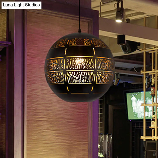 Bronze Sphere Downlight Ceiling Suspension Lamp - 1 Bulb 10/12 Wide