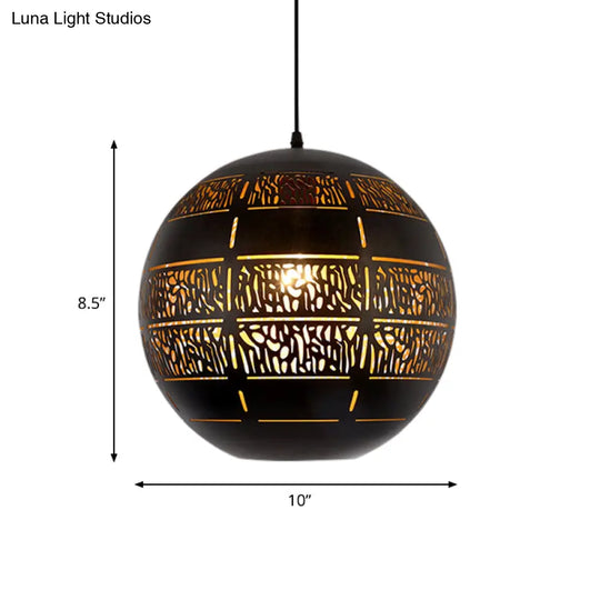 Bronze Sphere Downlight Ceiling Suspension Lamp - 1 Bulb 10/12 Wide