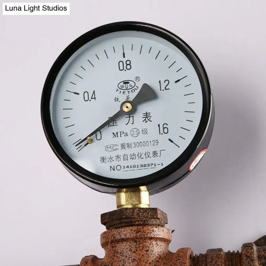 Bronze Steampunk Maze Wall Sconce Light With Wrought Iron And Gauge Detailing