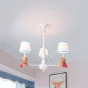 Brown Cartoon Tapered Shade Ceiling Light For Living Room - Fabric Chandelier Fixture 3 /