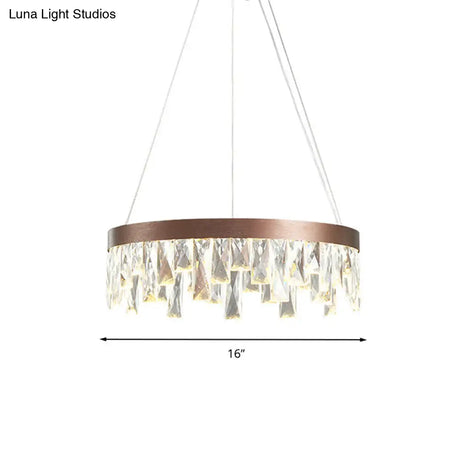 Brown Led Crystal Block Chandelier Light Contemporary Suspension For Living Room 16/23.5/31.5 Wide