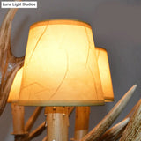 Brown Resin Branch Chandelier With Fabric Cone Shade - Traditional Pendant Light (4/6/8 Bulbs)