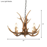 Brown Resin Hanging Chandelier Candelabra - 4/6/8-Bulb Traditional Suspension Light For Living Room