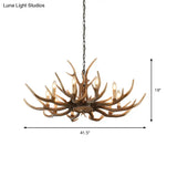Brown Resin Hanging Chandelier Candelabra - 4/6/8-Bulb Traditional Suspension Light For Living Room