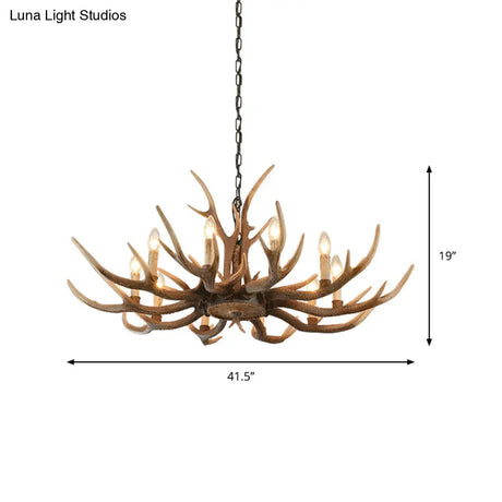 Brown Resin Hanging Chandelier Candelabra - 4/6/8-Bulb Traditional Suspension Light For Living Room