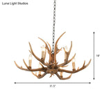 Brown Resin Hanging Chandelier Candelabra - 4/6/8-Bulb Traditional Suspension Light For Living Room