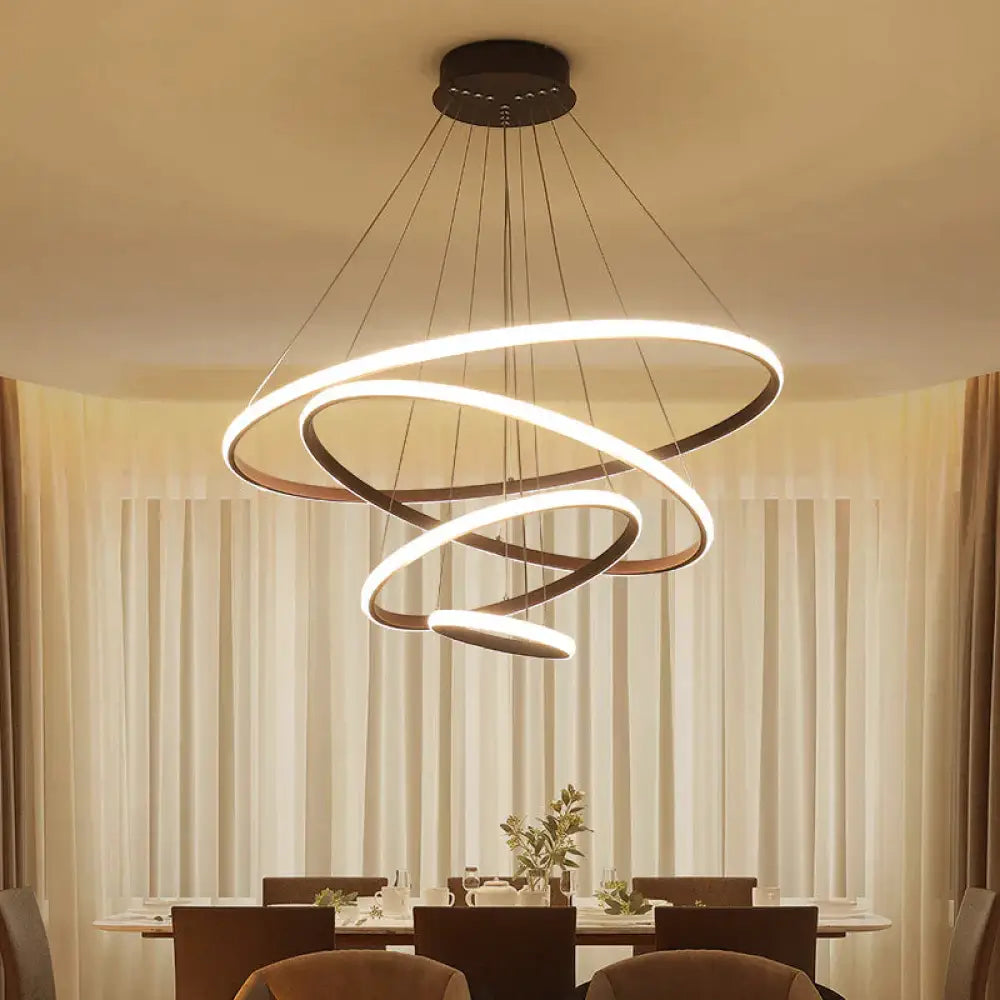 Brown/White Modern Led Pendant Lights For Living Room Bedroom Dining Indoor Home 1/2/3/4 Circle