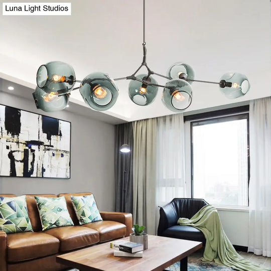 Bubble Chandelier With Modern Glass Ball Shade - 5/6/7 Lights Black/Gold Finish Ceiling Lighting