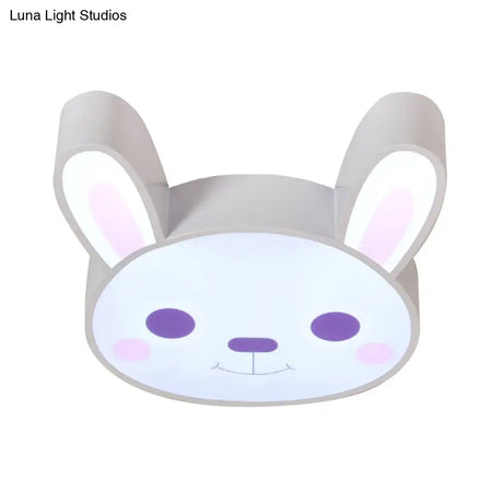 Bunny Girls Bedroom Ceiling Light - Acrylic Animal Fixture In White