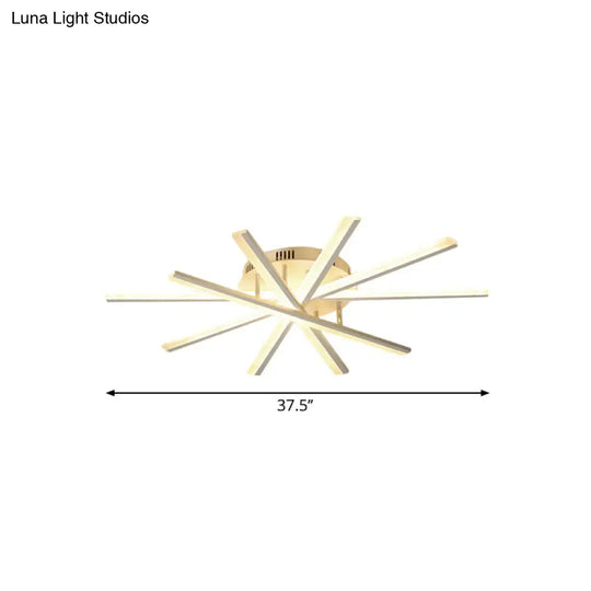 Burst Design Acrylic Ceiling Light - Modernist White Led Semi Flush Mount Lighting In Warm/White