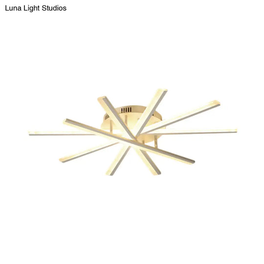 Burst Design Acrylic Ceiling Light - Modernist White Led Semi Flush Mount Lighting In Warm/White
