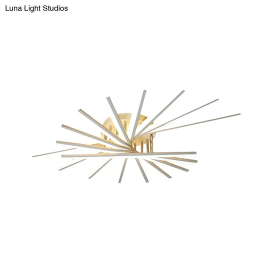 Burst Design Acrylic Ceiling Light - Modernist White Led Semi Flush Mount Lighting In Warm/White