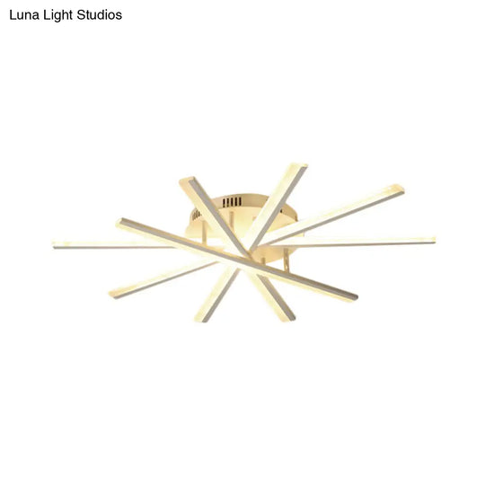 Burst Design Acrylic Ceiling Light - Modernist White Led Semi Flush Mount Lighting In Warm/White