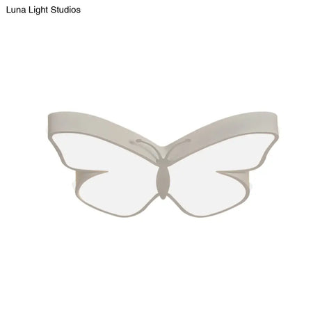 Butterfly Led Flush Mount Lamp In Warm/White Light 19.5’/23.5’ Width - White/Pink/Blue Cartoon