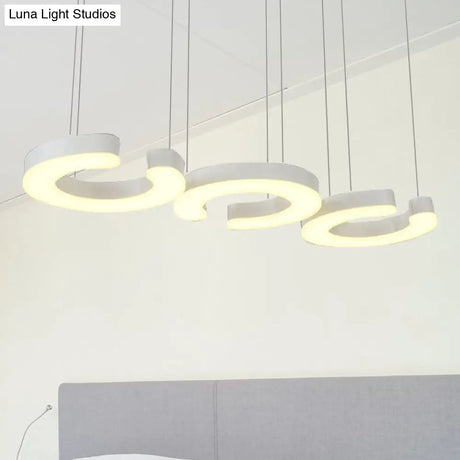 C-Shaped Led Pendant Lamp Kit - Minimalist Metal Design With Warm/White Light And Round/Linear