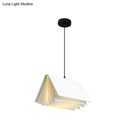 Cafe Pendant Lamp - Book Design Metal Construction Single-Bulb Macaron Ceiling Hang Light In