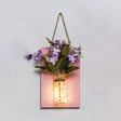 Cafe Rustic Floral Wall String Lights With Clear Glass Shades And Pink Backplate For Twinkling