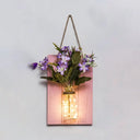 Cafe Rustic Floral Wall String Lights With Clear Glass Shades And Pink Backplate For Twinkling