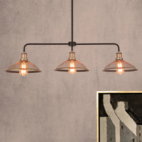 Cage Flared Island Lighting With Mesh Screen - Industrial Pendant Light For Dining Room Copper
