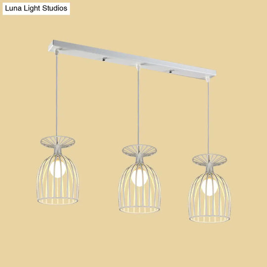 Cage Shade Pendant Light Fixture - Wine Glass & Metal Industrial Ceiling For Dining Room