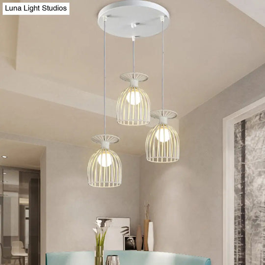 Cage Shade Pendant Light Fixture - Wine Glass & Metal Industrial Ceiling For Dining Room