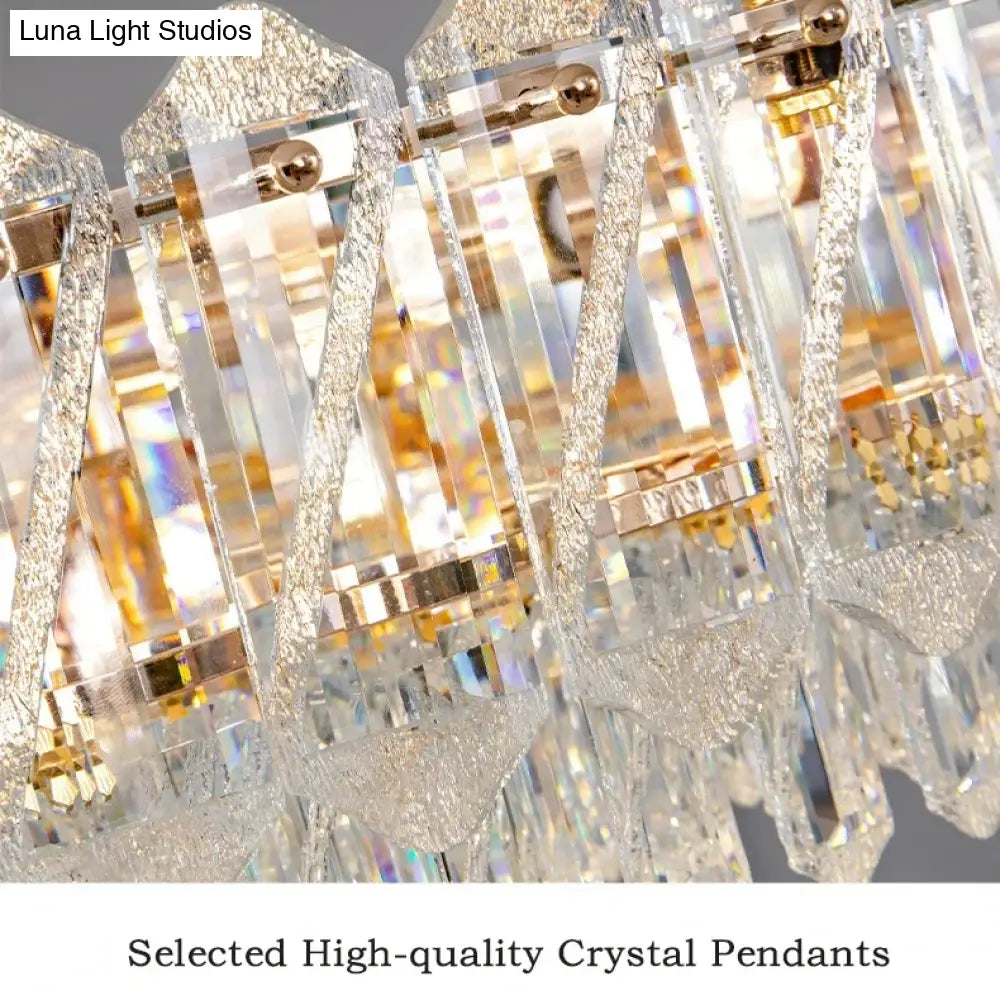 Camille French Luxury Long Crystal Chandelier Gold LED Grand Lobby Light chandelier