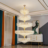 Camille French Luxury Long Crystal Chandelier Gold LED Grand Lobby Light chandelier