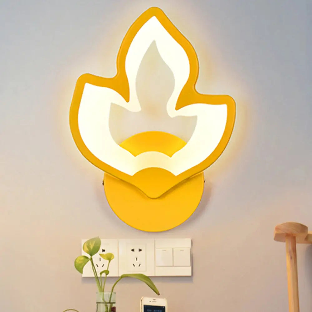 Candy Colored Cartoon Sconce Lamp For Childs Bedroom Stair Wall Yellow / Flower