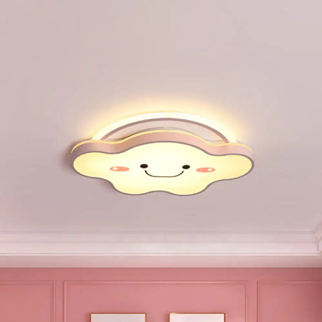 Cartoon Acrylic Cloud Led Flush Mount Ceiling Lamp In White Light - Gold/Blue/Pink 19.5/25.5 Wide