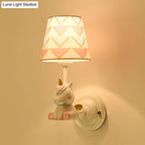 Cartoon Animal Kids Bedside Wall Mount Light In Pink