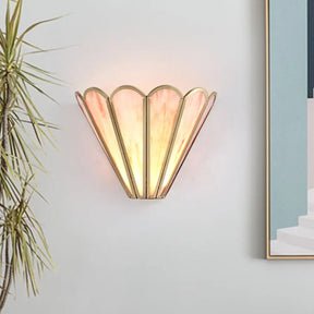 Cartoon Brass Badminton Wall Light With Pink Glass For Living Room / A