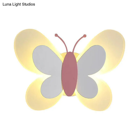 Cartoon Butterfly Led Sconce Lamp: Fun Acrylic Wall Lighting Fixture In Multiple Colors And Light