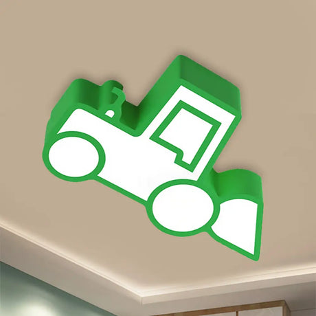 Cartoon Car Ceiling Light - Acrylic Flush Mount For Bedroom Green / Warm
