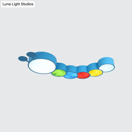 Cartoon Caterpillar Led Ceiling Lamp In Yellow/Blue