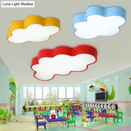 Cartoon Cloud Design Led Ceiling Light For Kindergarten - Acrylic Flush Mount Lamp
