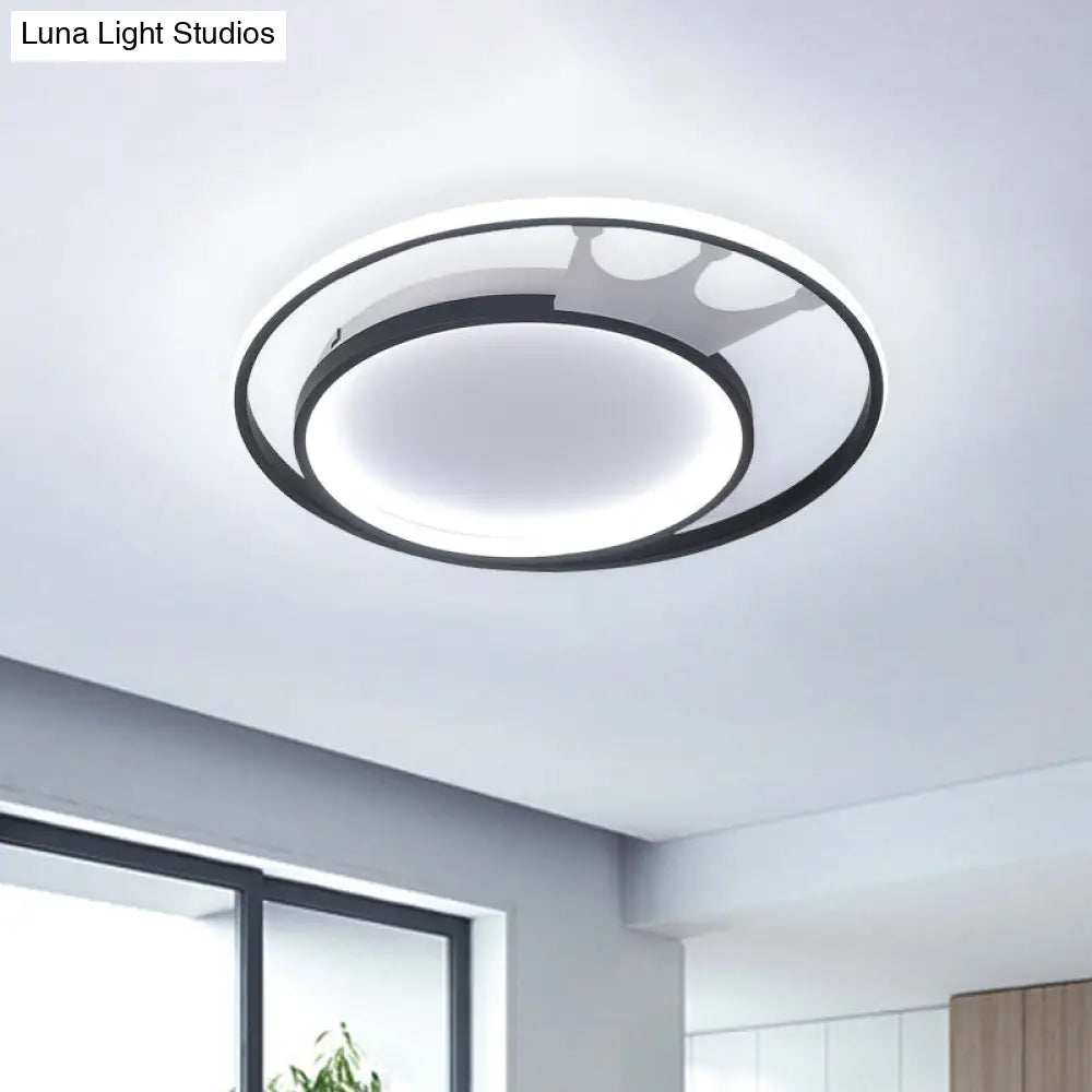 Cartoon Crown Led Flush Mount Lamp: Acrylic Ceiling Light For Living Room - White Warm/White /