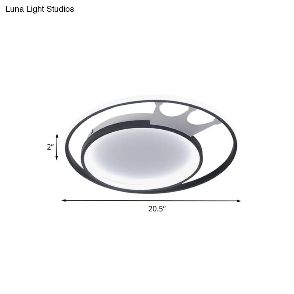 Cartoon Crown Led Flush Mount Lamp: Acrylic Ceiling Light For Living Room - White Warm/White