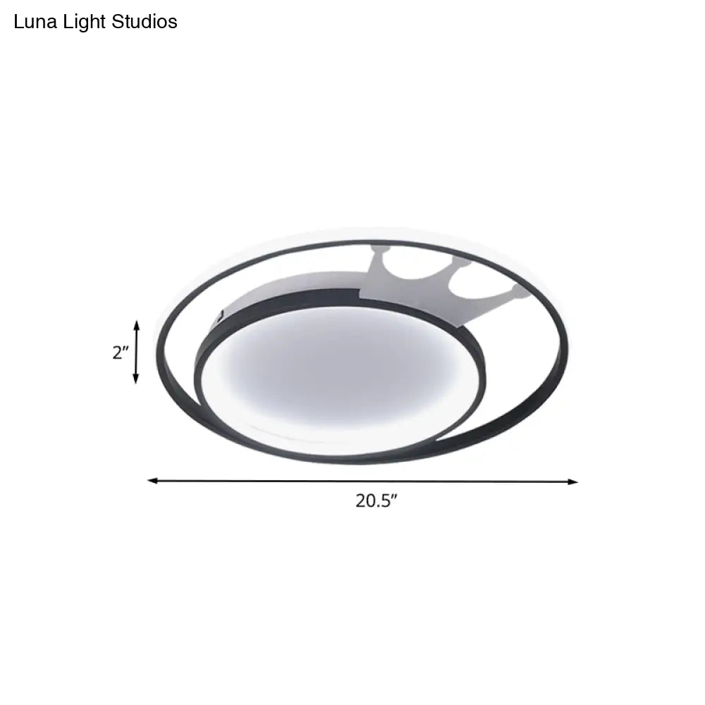 Cartoon Crown Led Flush Mount Lamp: Acrylic Ceiling Light For Living Room - White Warm/White