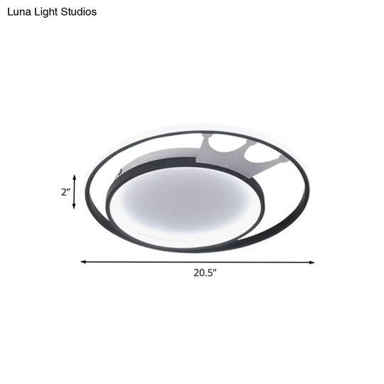 Cartoon Crown Led Flush Mount Lamp: Acrylic Ceiling Light For Living Room - White Warm/White