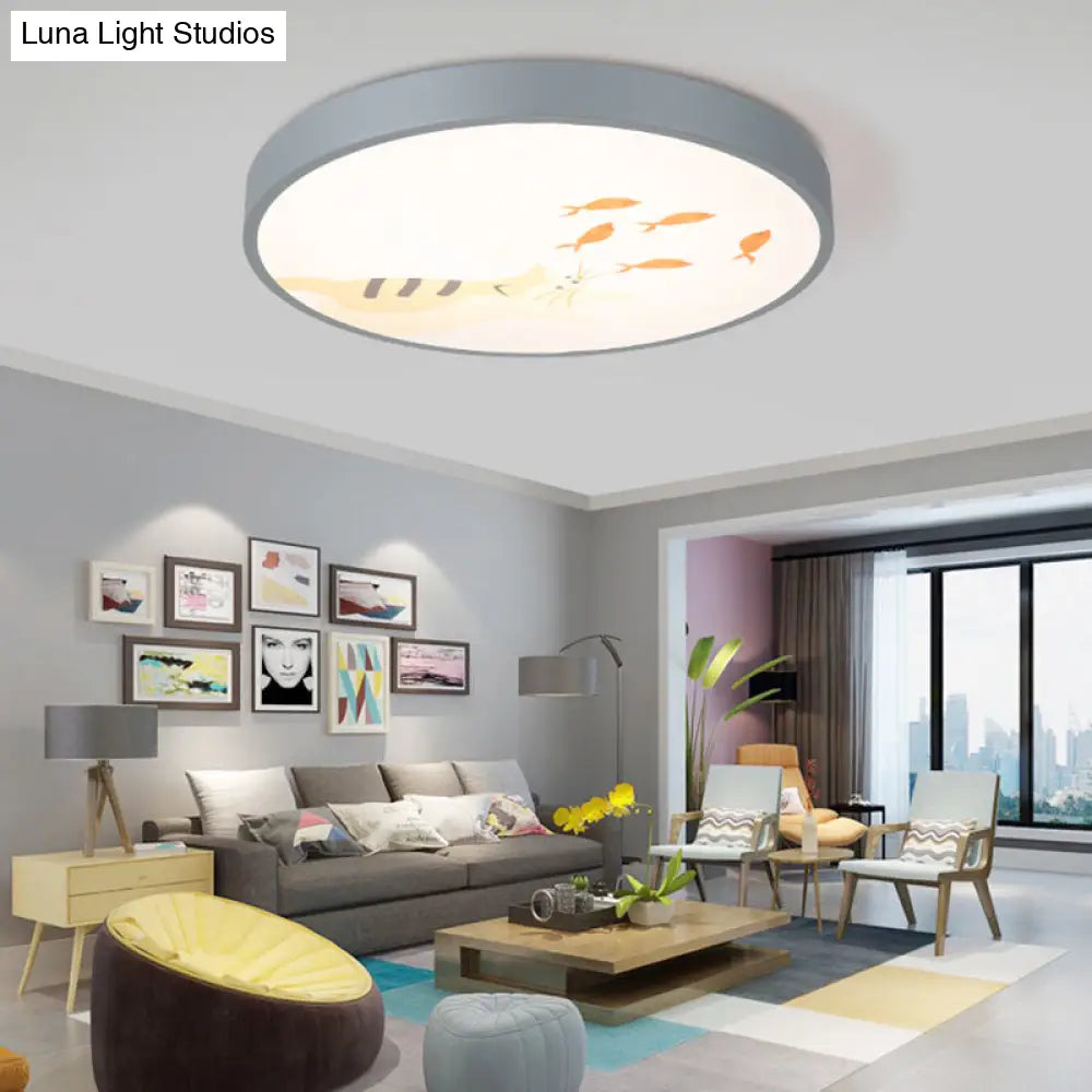 Cartoon Flush Mount Acrylic Ceiling Light Fixture For Living Room Grey