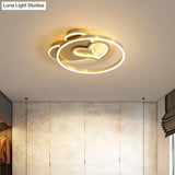 Cartoon Heart Acrylic Flushmount Light With Led Gold Recessed Lighting