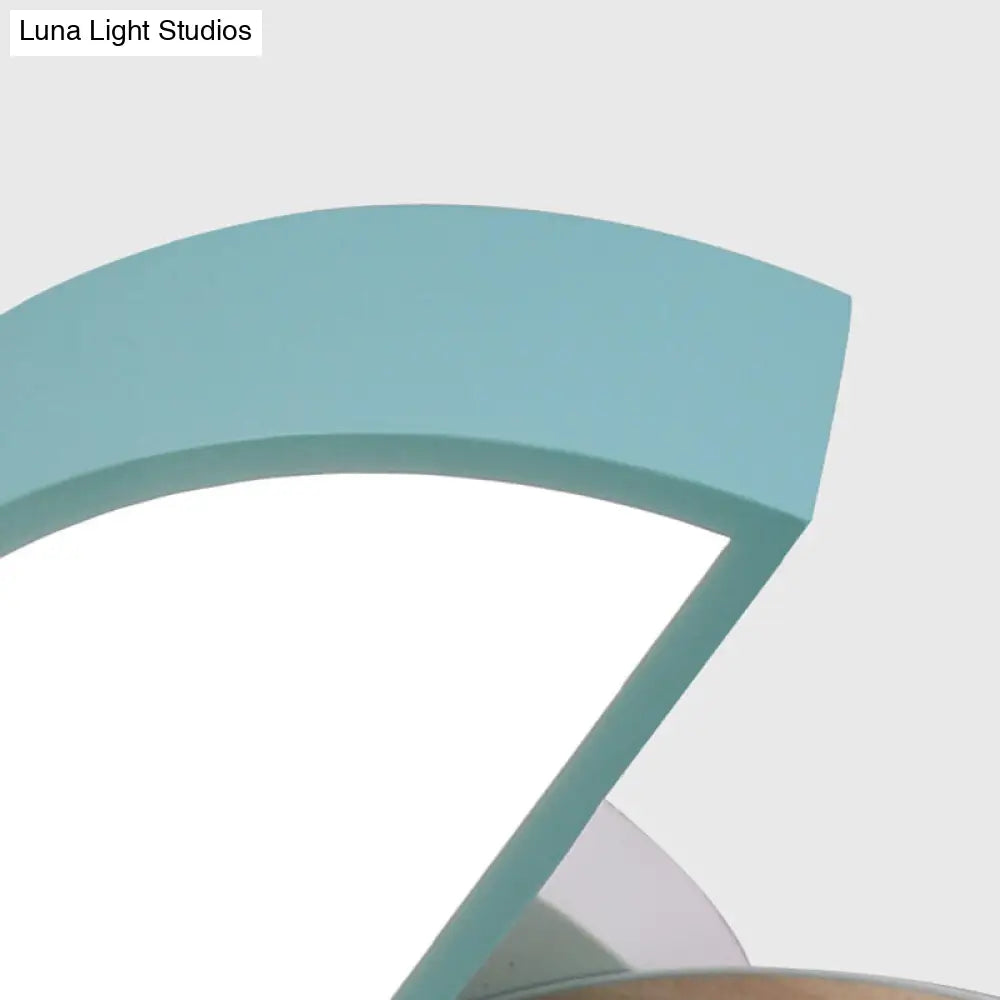 Cartoon-Inspired 4-Head Toy Windmill Led Flush Ceiling Light For Nursing Room Wooden And Metal Lamp
