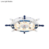 Cartoon Led Ceiling Light: Stylish Pink/White Rudder Design For Bedroom