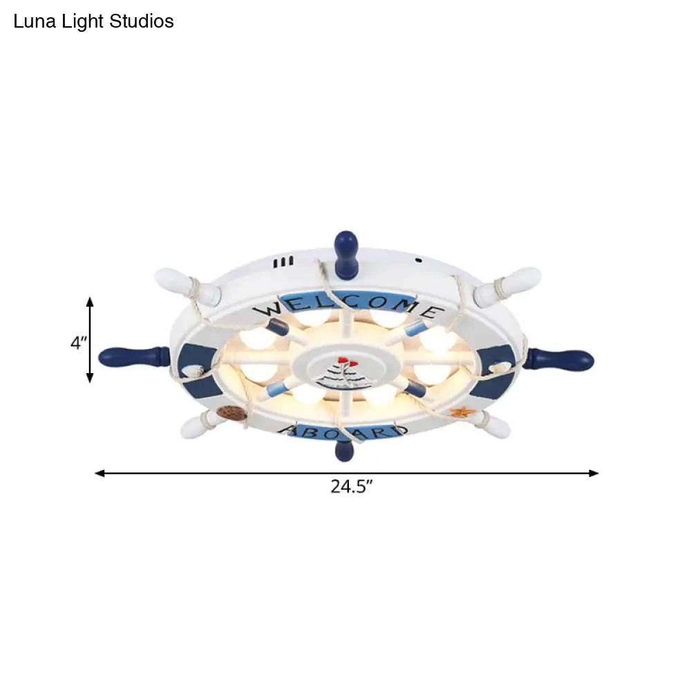 Cartoon Led Ceiling Light: Stylish Pink/White Rudder Design For Bedroom