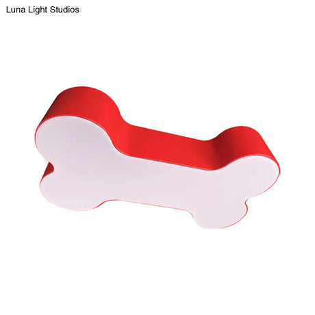 Cartoon Led Dog Bone Flushmount Ceiling Light - Metal Red/Yellow/Green 19.5/23.5 Width