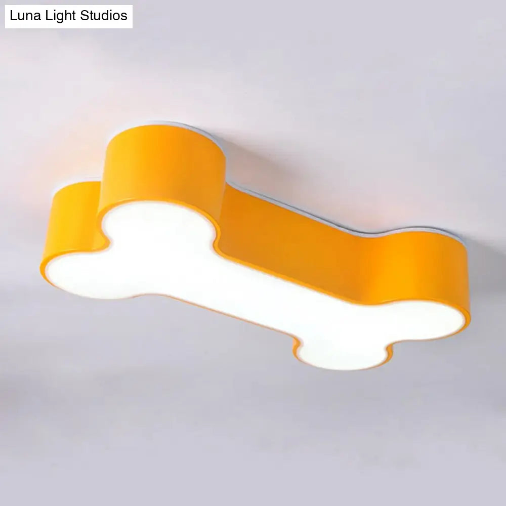 Cartoon Led Dog Bone Flushmount Ceiling Light - Metal Red/Yellow/Green 19.5/23.5 Width