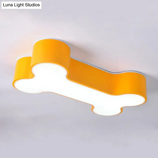 Cartoon Led Dog Bone Flushmount Ceiling Light - Metal Red/Yellow/Green 19.5/23.5 Width
