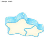 Cartoon Led Flush Mount Ceiling Light For Classrooms - Star Shade Acrylic Fixture