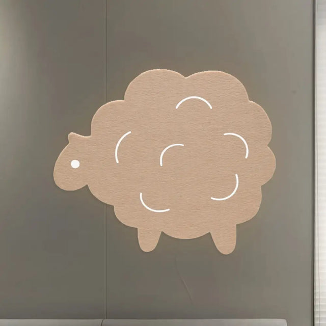 Cartoon Led Wall Lamp For Kids Bedroom With Felt Sheep Pine Tree And Airship - Available In Pink