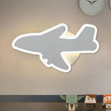Cartoon Led Wall Sconce - Jet Kids Bedroom Flush Mount Lighting In White/Blue White / A